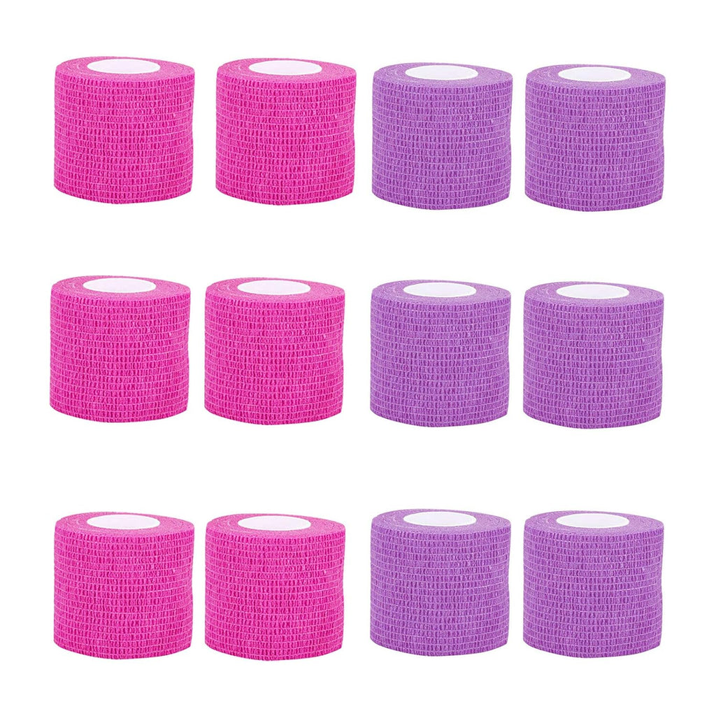 Tattoo Grip Cover Wrap,12PCS Disposable Cohesive Tattoo Grip Cover Elastic Bandage Handle Grip Tube for Tattoo