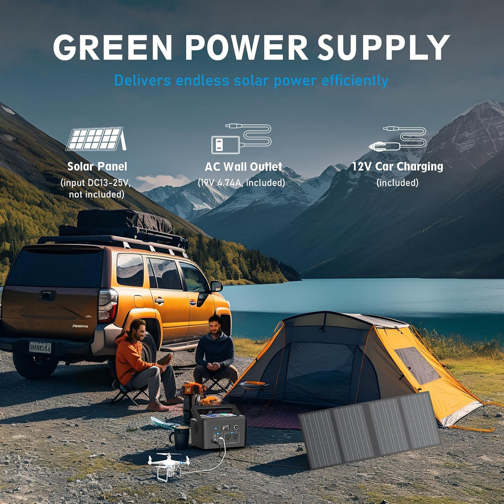 Portable Power Station 600W, Powkey 296Wh Battery Backup with 2 Pure Sine Wave AC Outlets, USB-C PD100W and 2