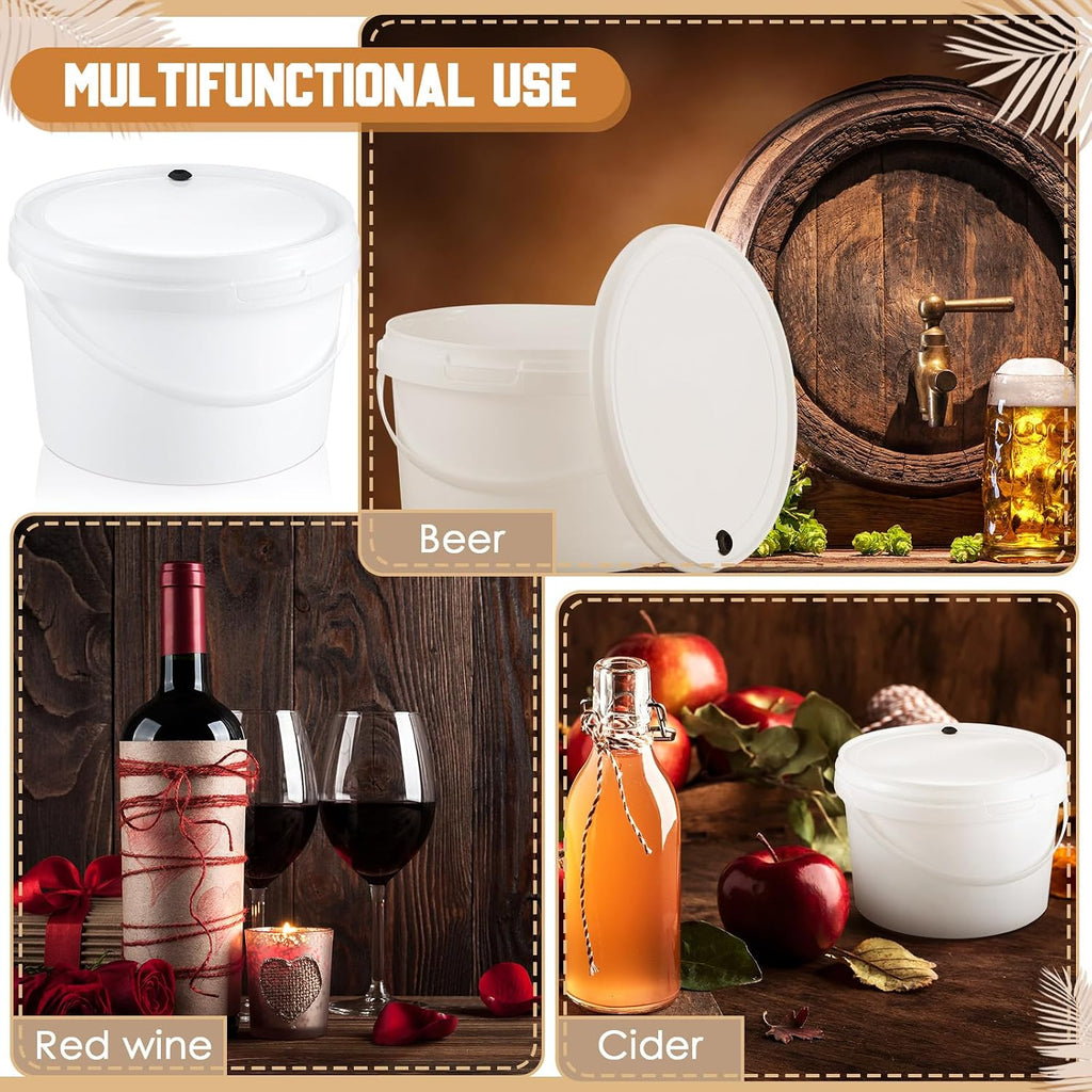 6 Pcs 1 Gallon Round Fermentation Bucket Fermenting Bucket with Lid Fermenting Food Grade Home Brewing Wine Fermenter