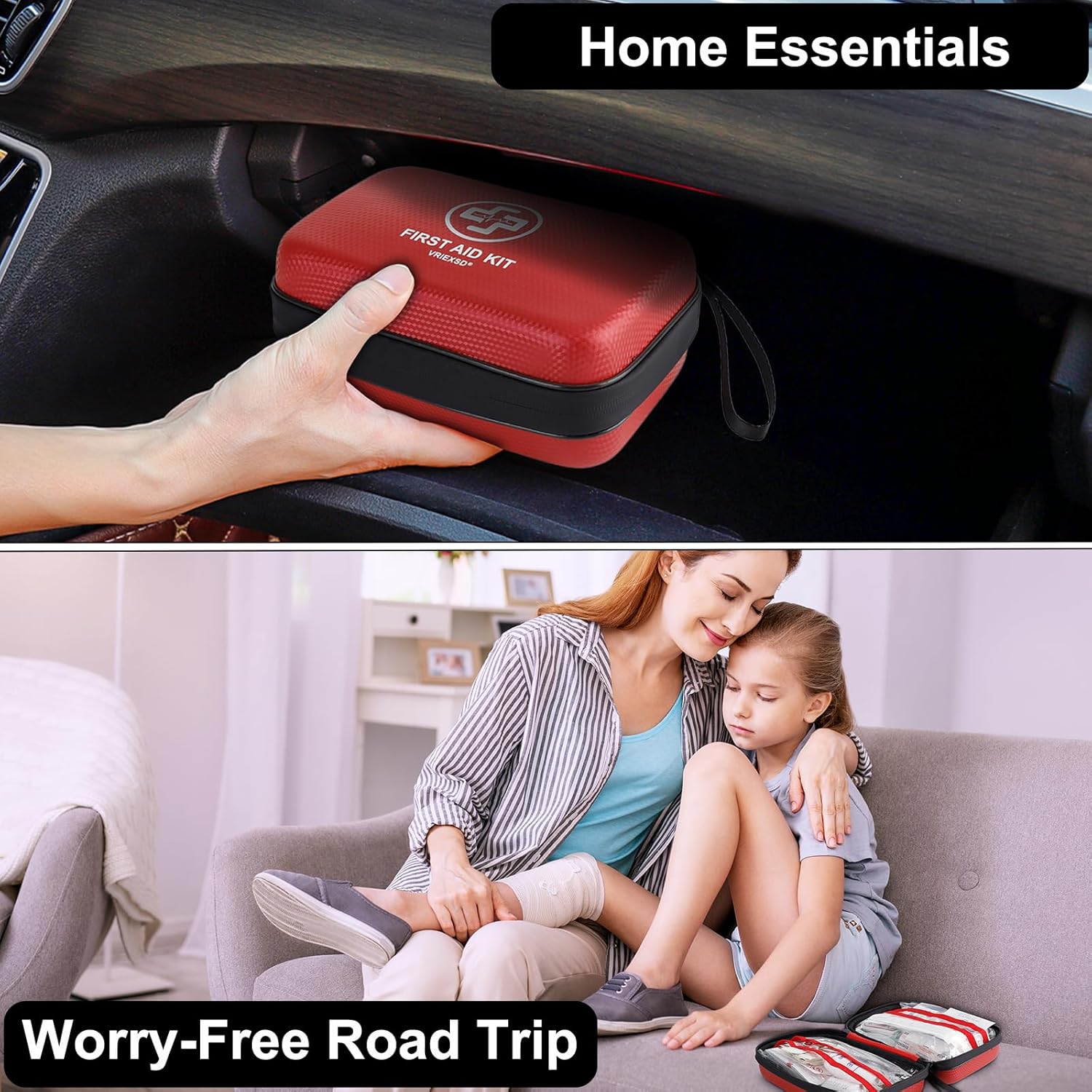 Premium First Aid Kit, 320 Piece Waterproof Hard Shell Eva First Aid Kit for Home, Camping, Cars, Hiking, Travel
