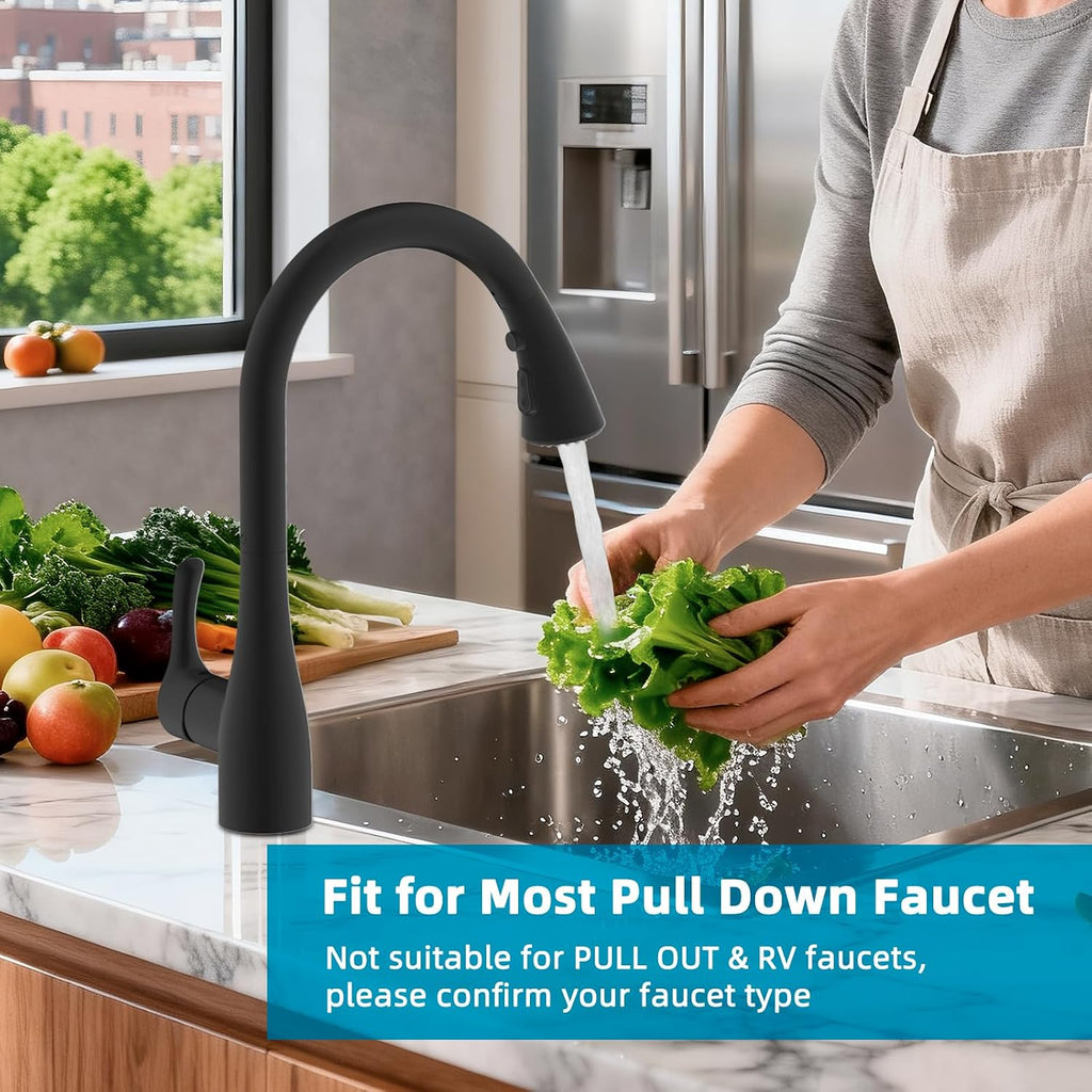 Curve Kitchen Faucet Sprayer Head Compatible with Kohler, Matte Black
