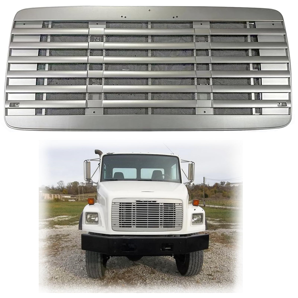 Front Grille with Bug Screen Compatible with 1991-2004 Freightliner FL 60 70 80 106 112 Replacement