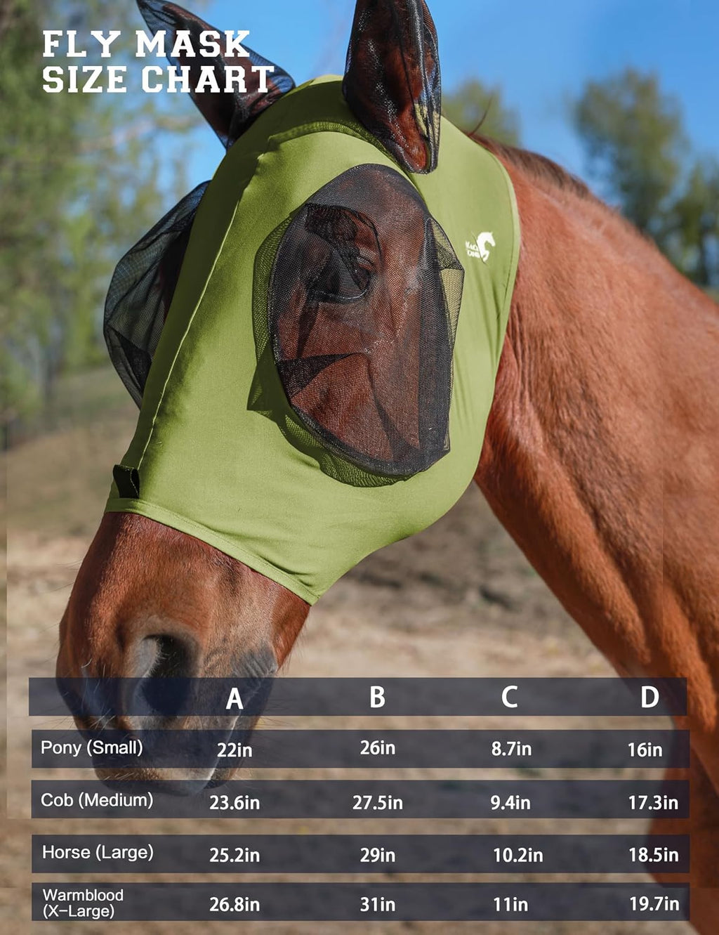 Horse Fly Mask with Ears, Fly Mask for Horses, Breathable Mesh