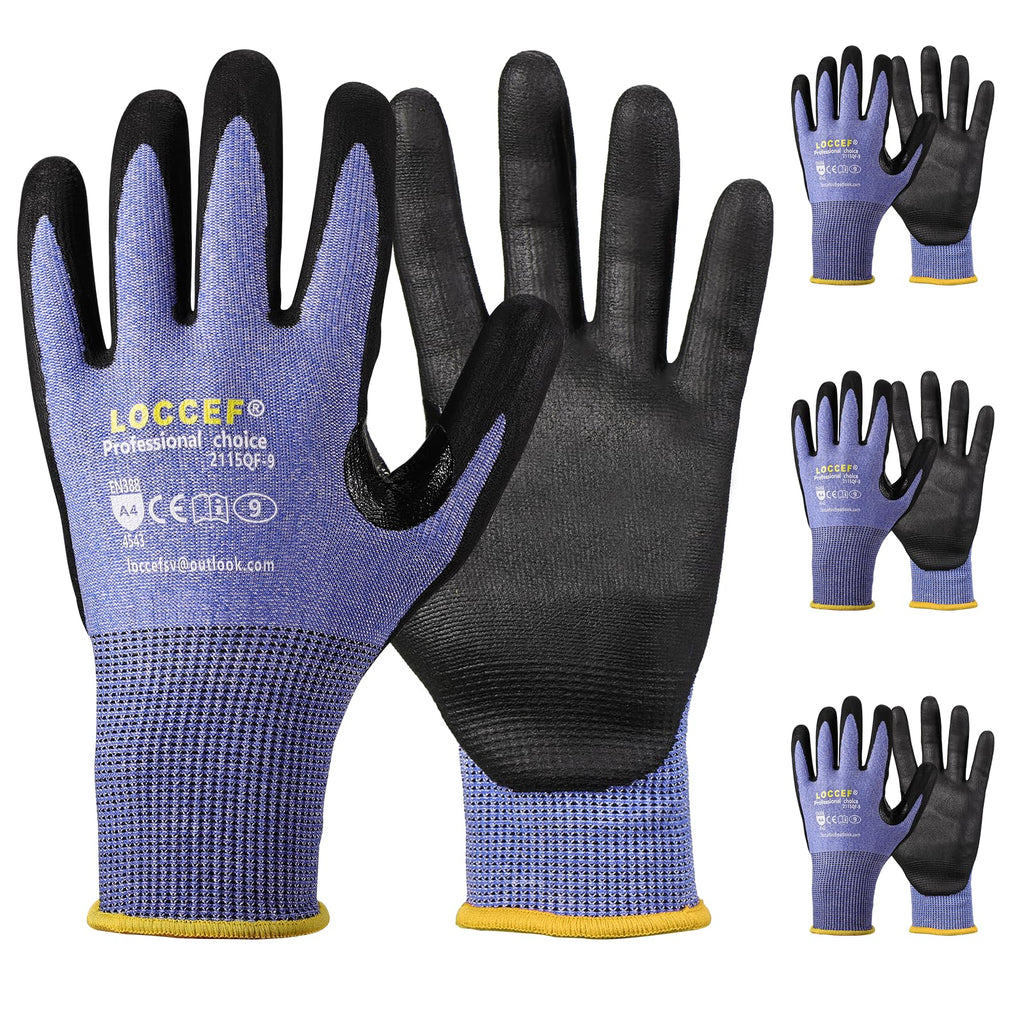 Level 5/A4 Cut Resistant Work Gloves, Touchscreen (3Pairs, 7/S)