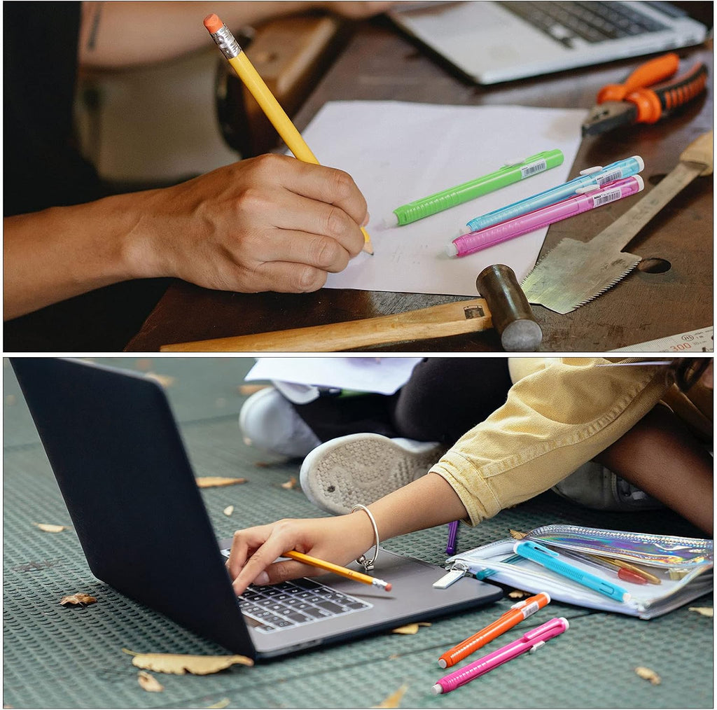 10 Pieces Retractable Mechanical Eraser Pen, Pen-Style Erasers Pencil Click Big for Drawing, Art, Drafting, Sketching