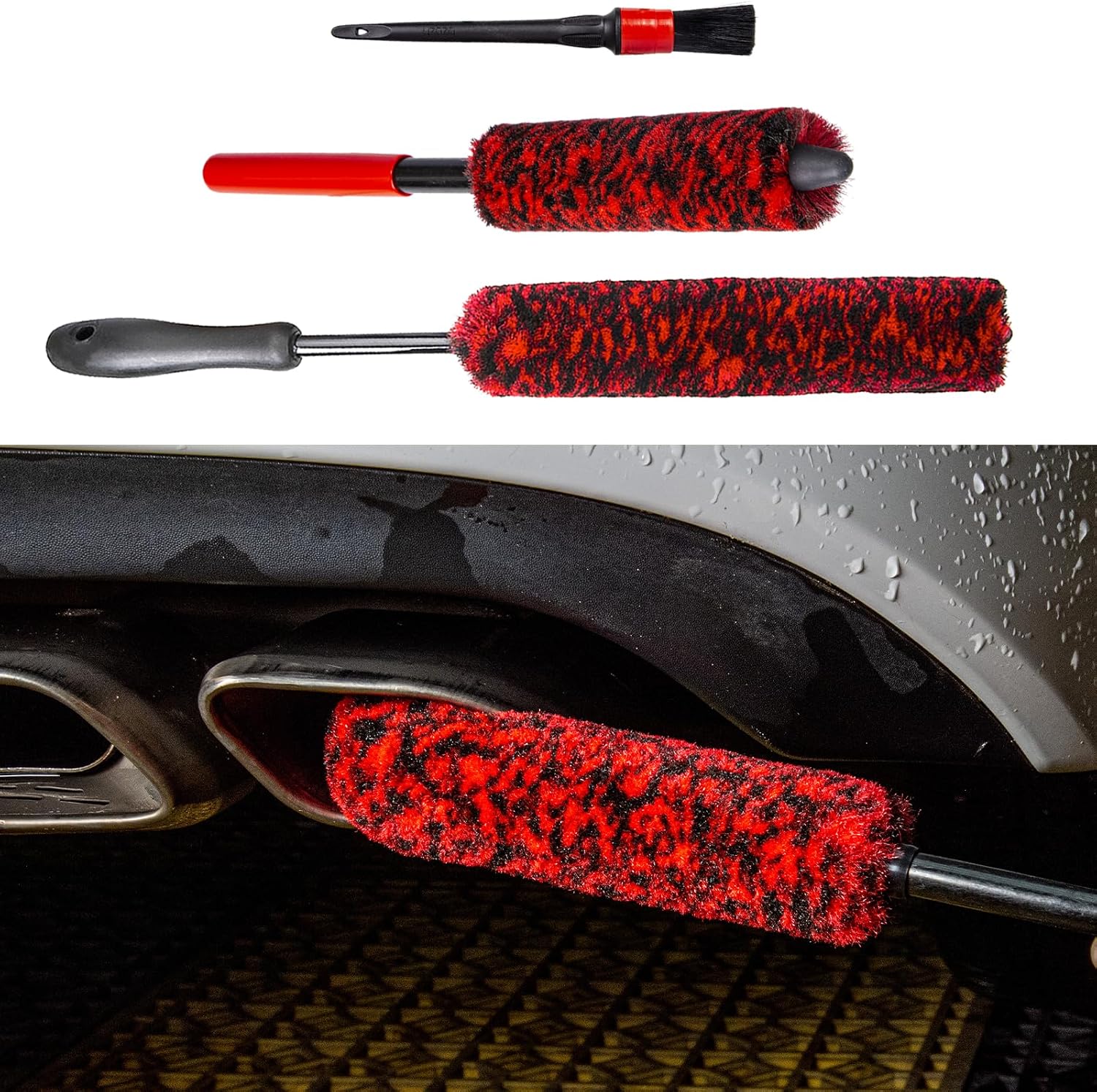Metal Free Soft Wheel Cleaner Brush, Synthetic Wool Car Cleaning Brush, Highly Water Absorption, Dense and Durable