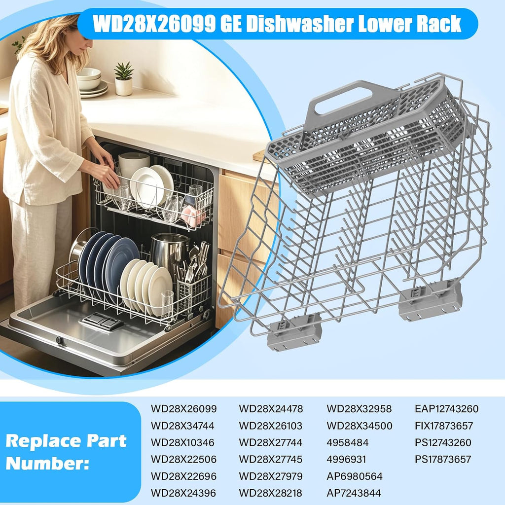 Upgraded WD28X26099 WD28X34744 Lower Rack forGE Dishwasher Rack Replacement