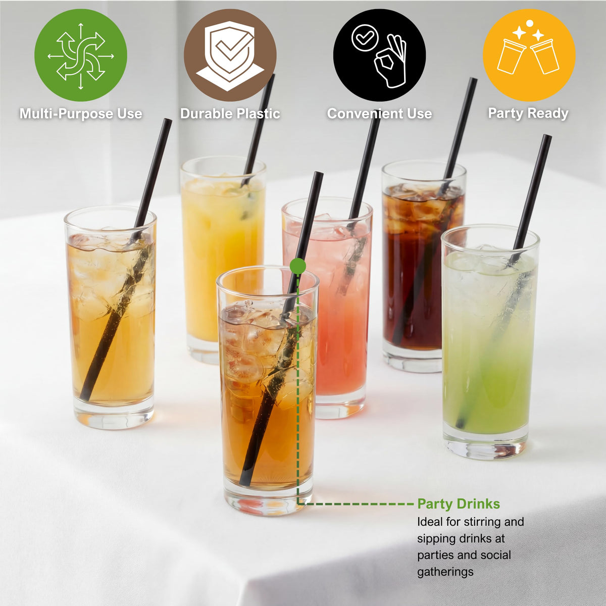 Disposable Plastic Cocktail Stir Sticks 7 in,Coffee Stirrers,Black