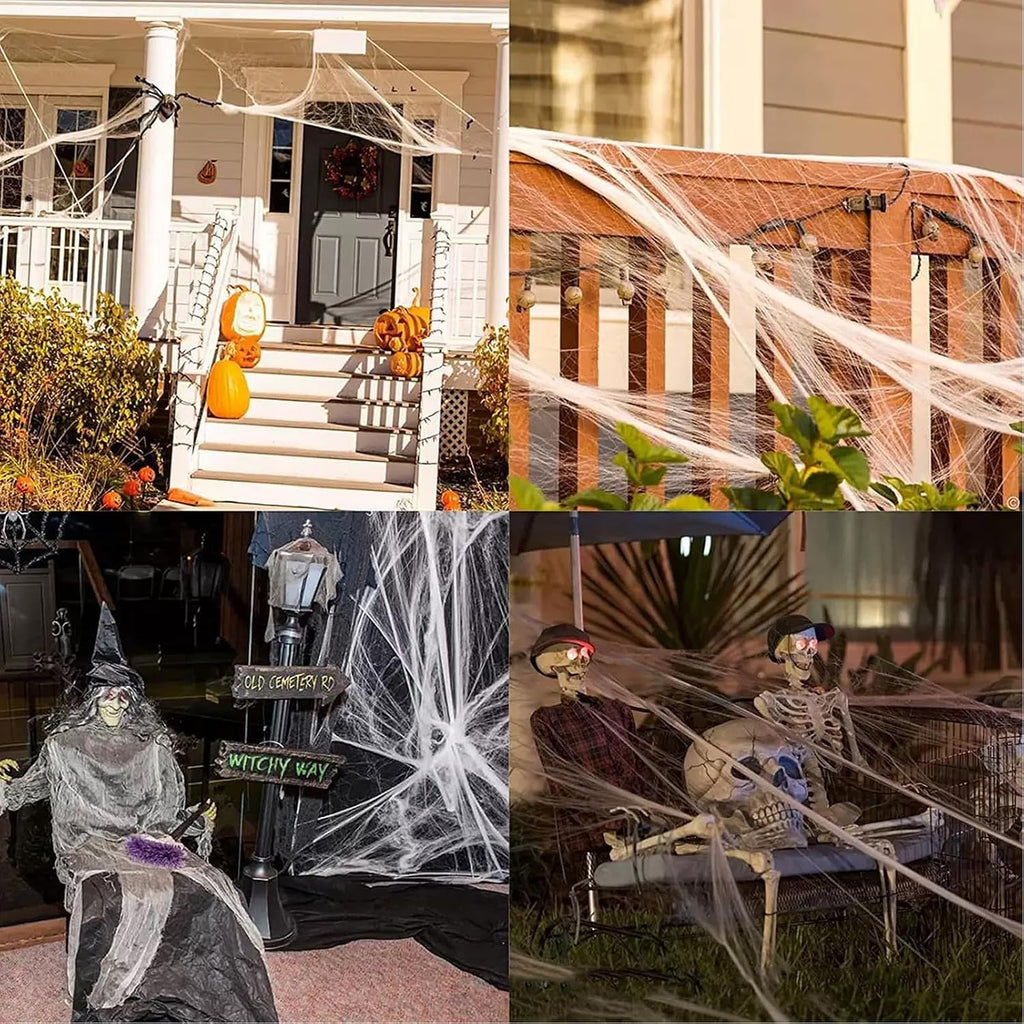 100+ Piece Halloween Decorations Set - All-in-One Kit Halloween Decor with Banner, Hanging Bats, Spider Web