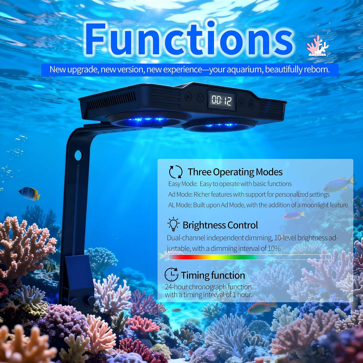 A036 5rd Reef Tank Light 36 Watts Saltwater Light with Touch Control, Reef Lights for Coral Reef Nano Fish Tank