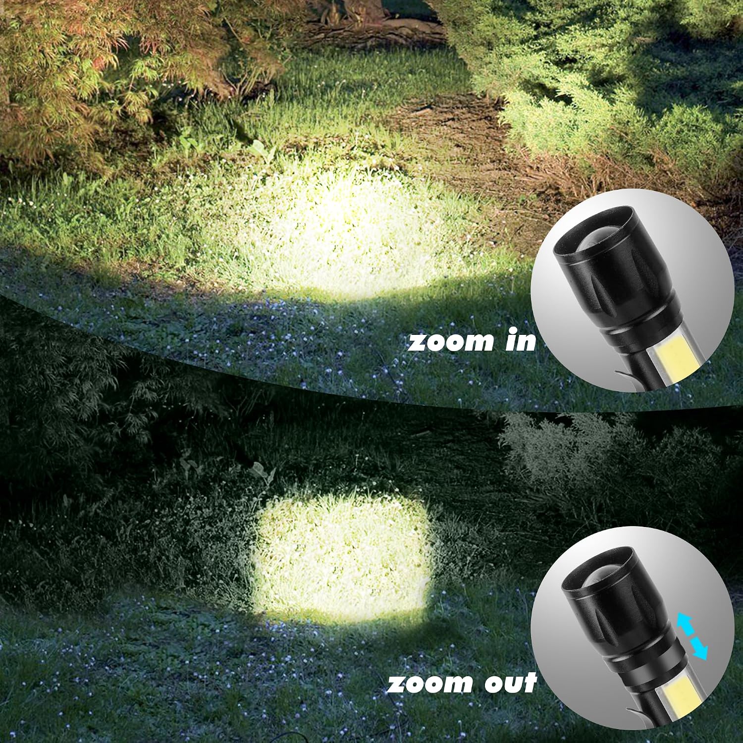 4 Pack Rechargeable Flashlights Zoomable mini Small Bright Clip-On Light EDC Flash Light with Side COB Light for