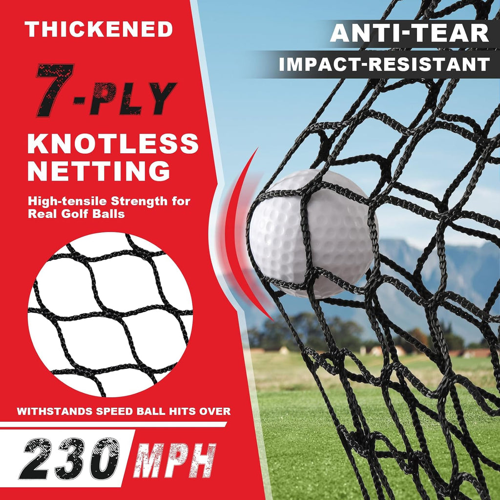 Pro Golf Net, 10x7ft Heavy Duty Golf Practice Net with Mat, Outdoor Indoor Hitting Nets with Noise Reduce Silk Target