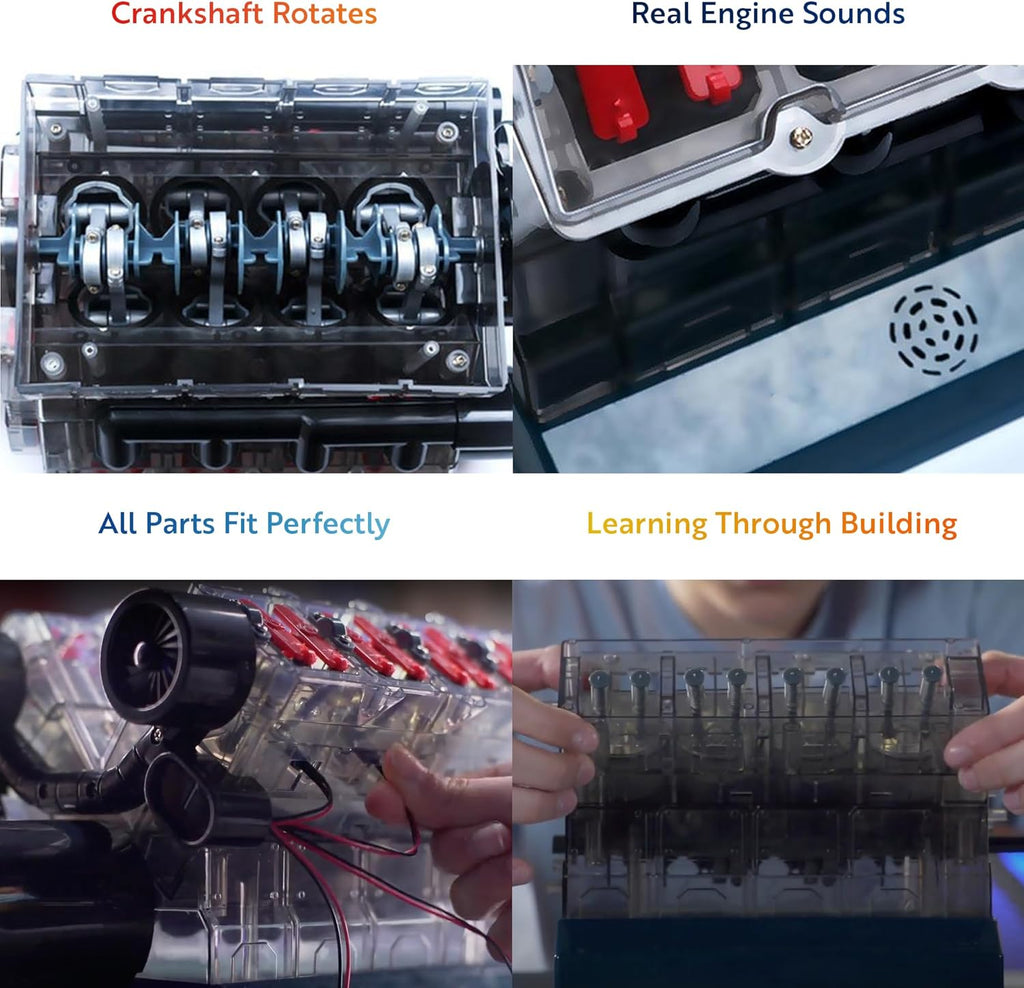 V8 Combustion Engine Model Kit that Runs - Build Your Own STEM Mini V8 Model Engine Kit for Adults & Kids Age 12+