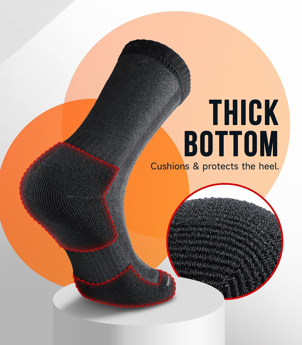 Merino Wool Hiking Socks for Men Women, 3 Pairs Lightweight Breathable Hiking Socks with Seamless Toe and Arch Support