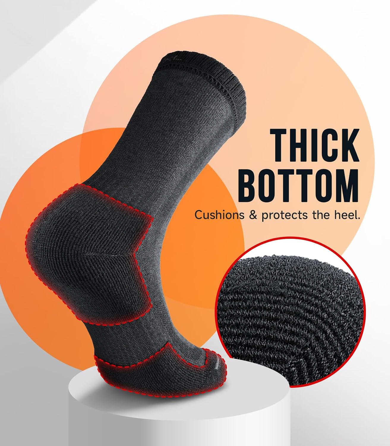 Merino Wool Hiking Socks for Men Women, 3 Pairs Lightweight Breathable Hiking Socks with Seamless Toe and Arch Support
