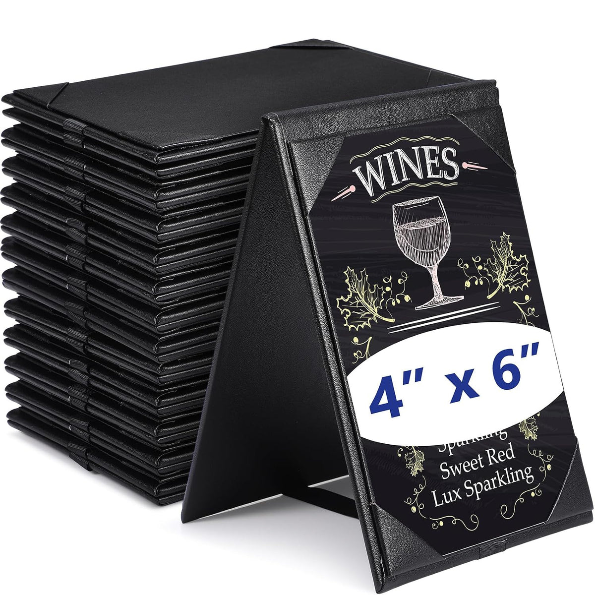 20 Pack Leather Table Tents Double Sided Menu Holders, 4 x 6 Inch