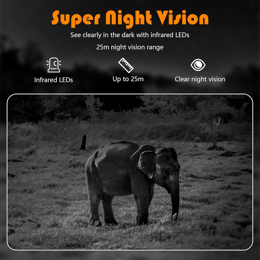 5K Trail Camera, WIFI 60MP Camera, 64GB SD Card, APP Control, Night Vision for Outdoor, Monitoring Game Cameras for