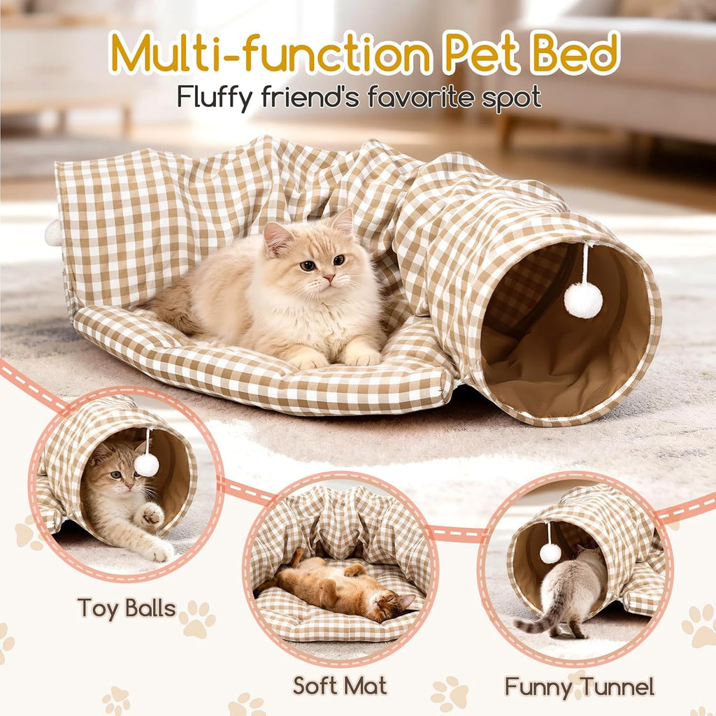 Bunny Tunnel Bed, Collapsible Tunnel Tubes with Removable Bed