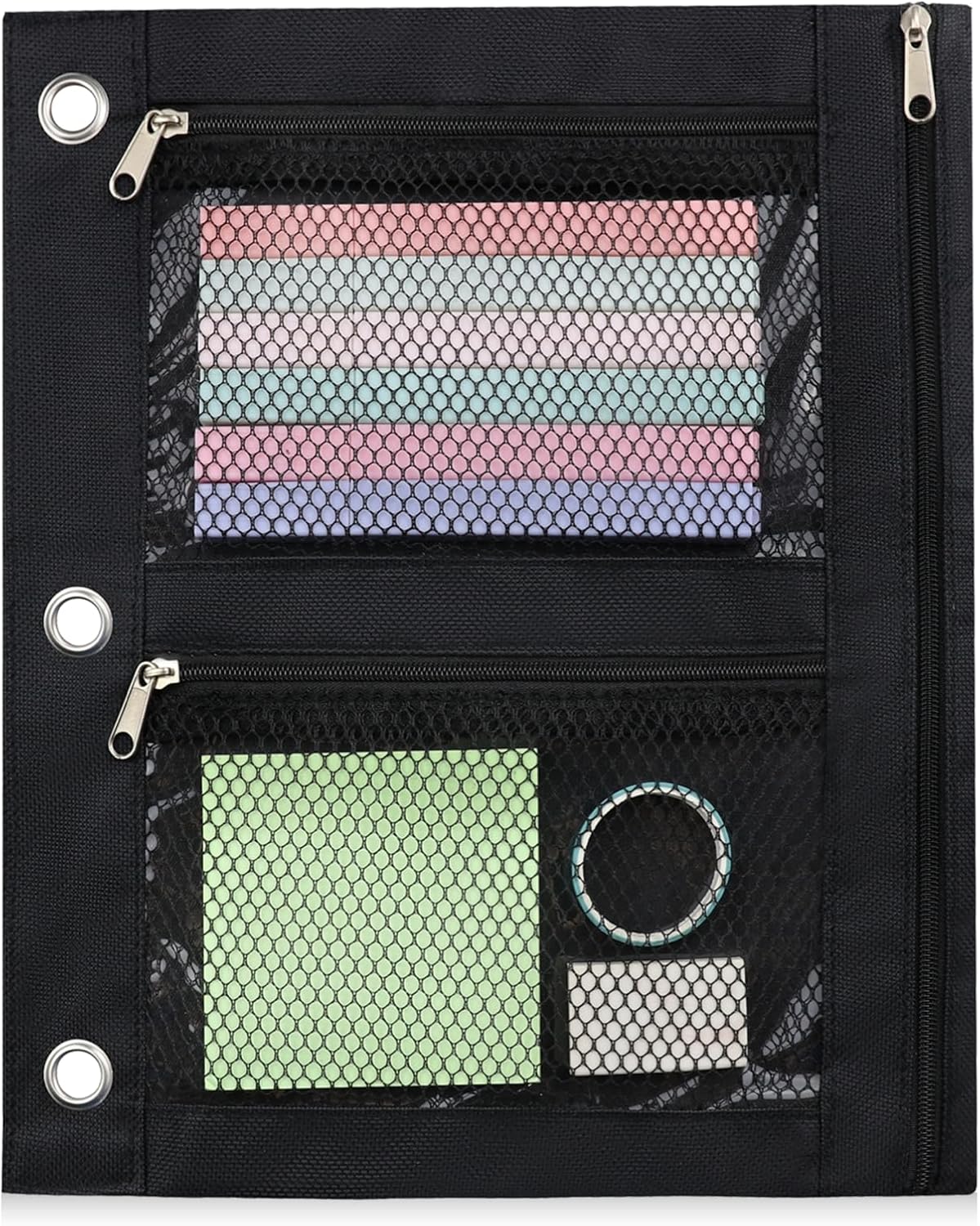 Large Pencil Pouch for 3 Ring Binder, Zipper Pockets Pen Case, 600D Oxford Fabric Large Capacity Pencil Case for