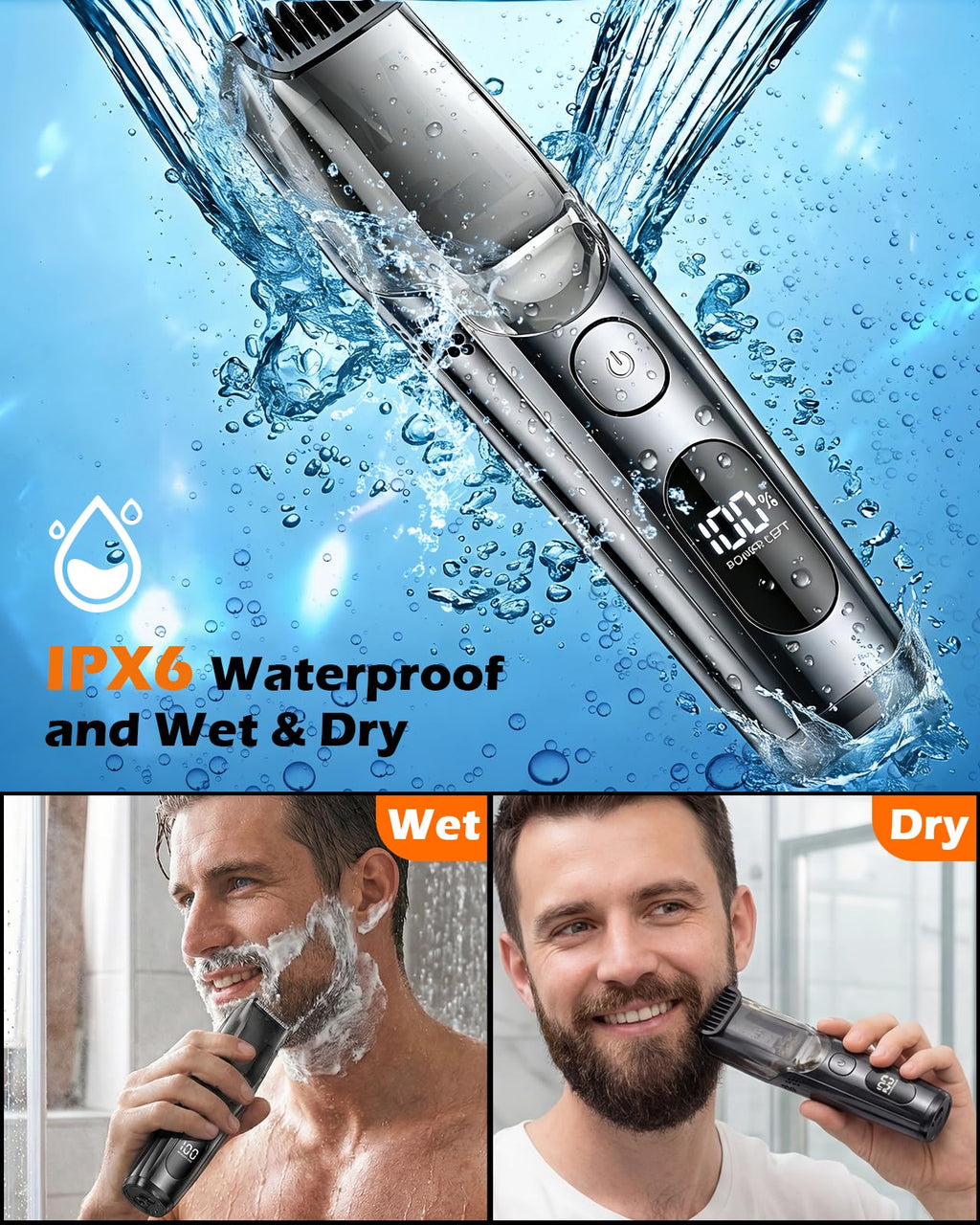 Vacuum Beard Trimmer for Men, Adjustable Precision Trimming Length 1-20mm