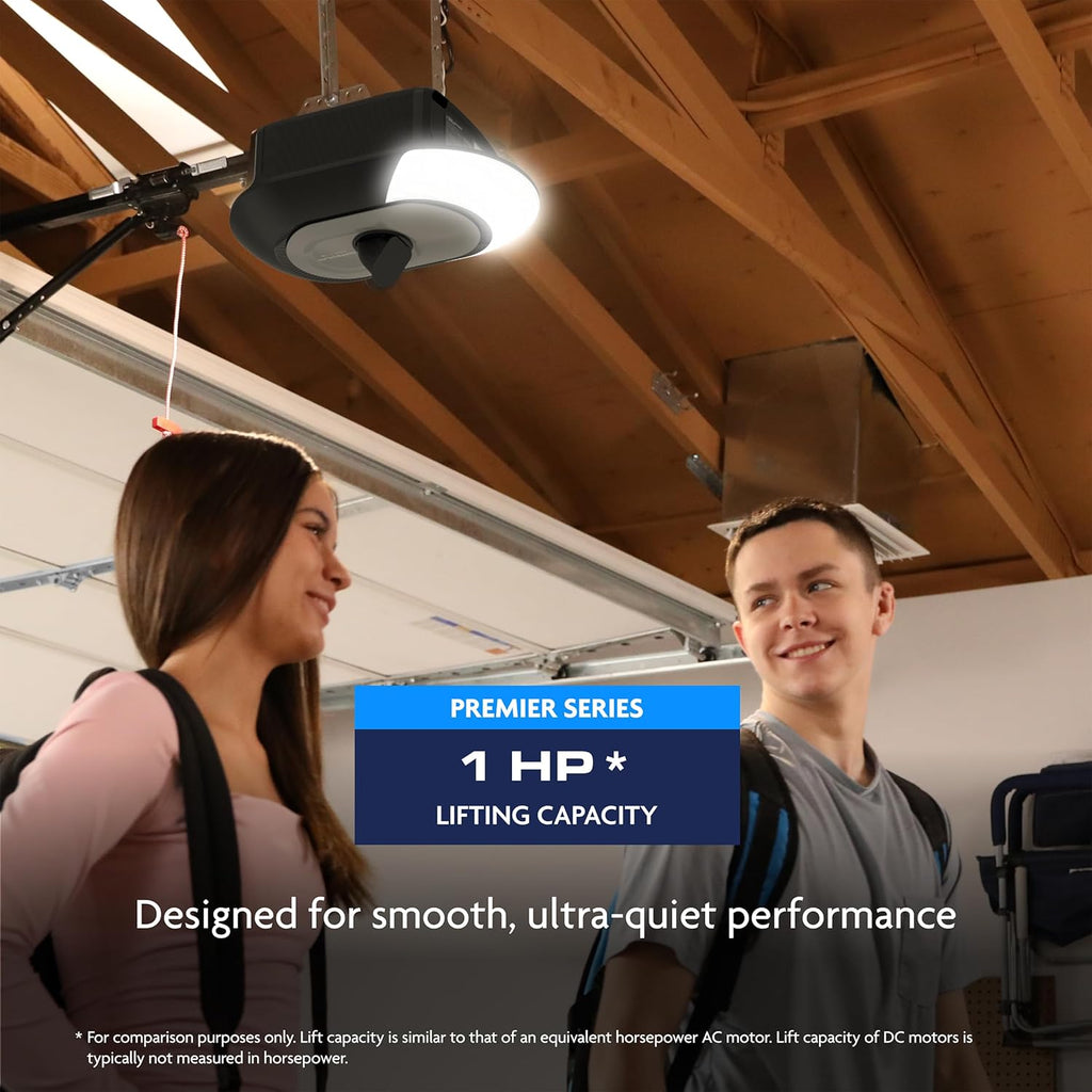 1 HP Belt Drive Smart Garage Door Opener with Built-in Camera, Single LED Lighting, Battery Backup, and myQ Connectivity