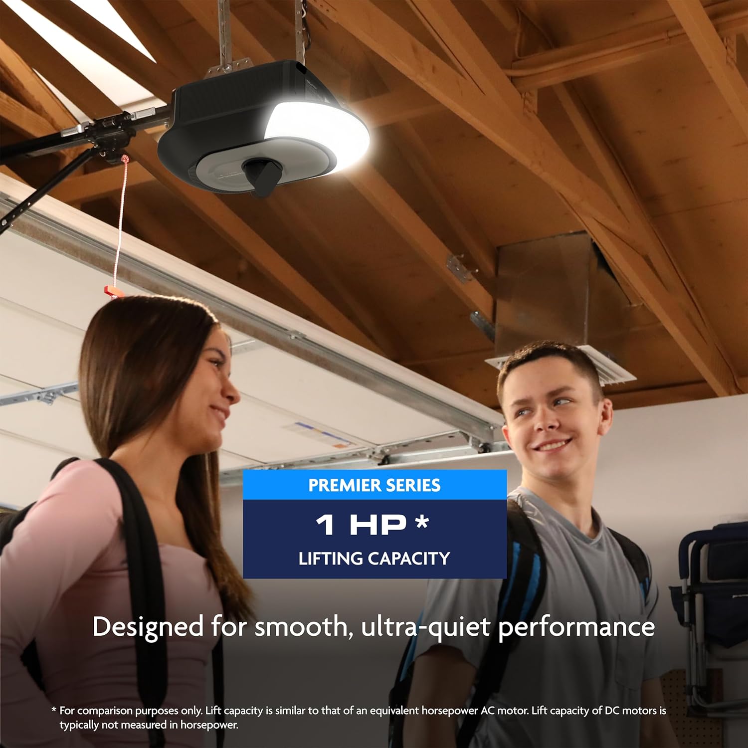 1 HP Belt Drive Smart Garage Door Opener with Built-in Camera, Single LED Lighting, Battery Backup, and myQ Connectivity