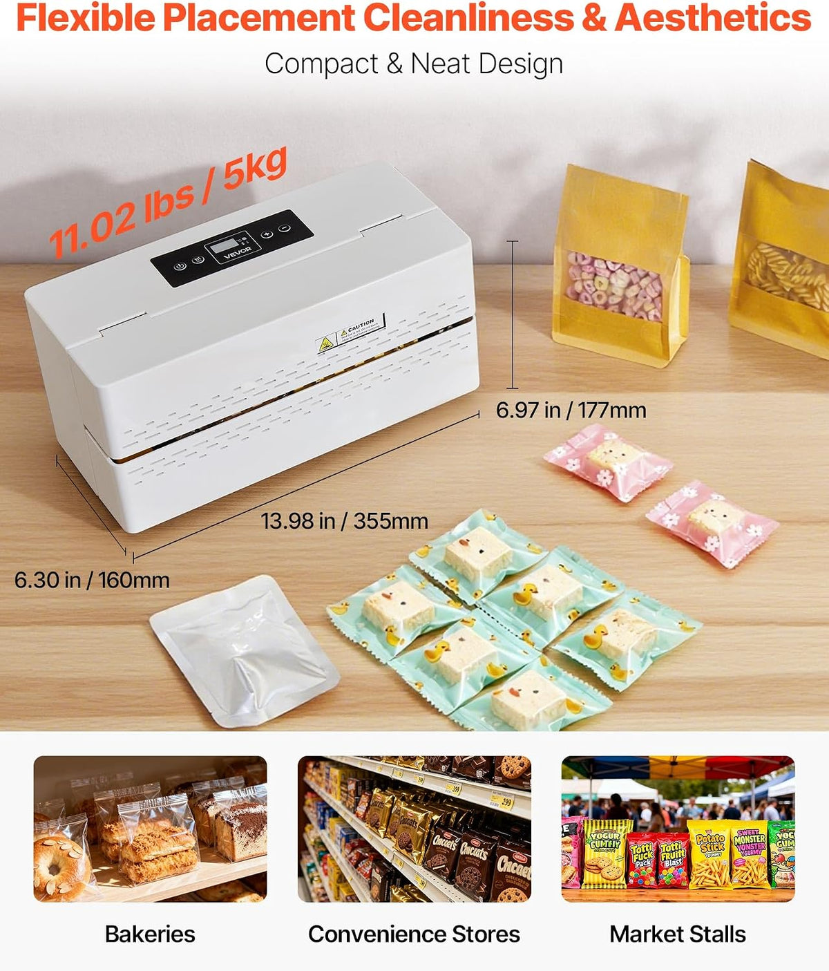 Continuous Sealing Machine, 0.32-0.47 in Seal Width, Automatic Continuous Band Sealer with Digital Temperature