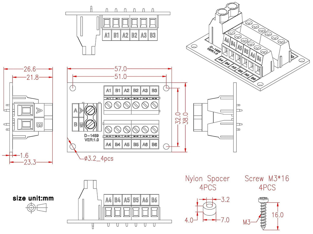 OONO 30Amp 48V 2x6 Position Terminal Block Distribution Module