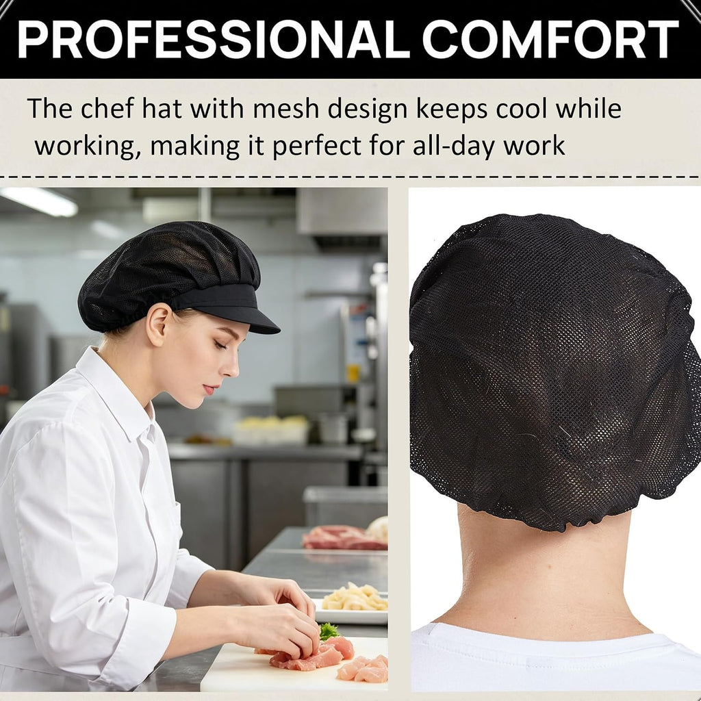 3pcs Chef Hat Kitchen Cooking Chef Cap Food Service Hair Nets