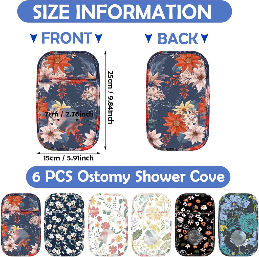 6 Pcs Ostomy Bag Covers for Women Men, Waterproof Shower Cover