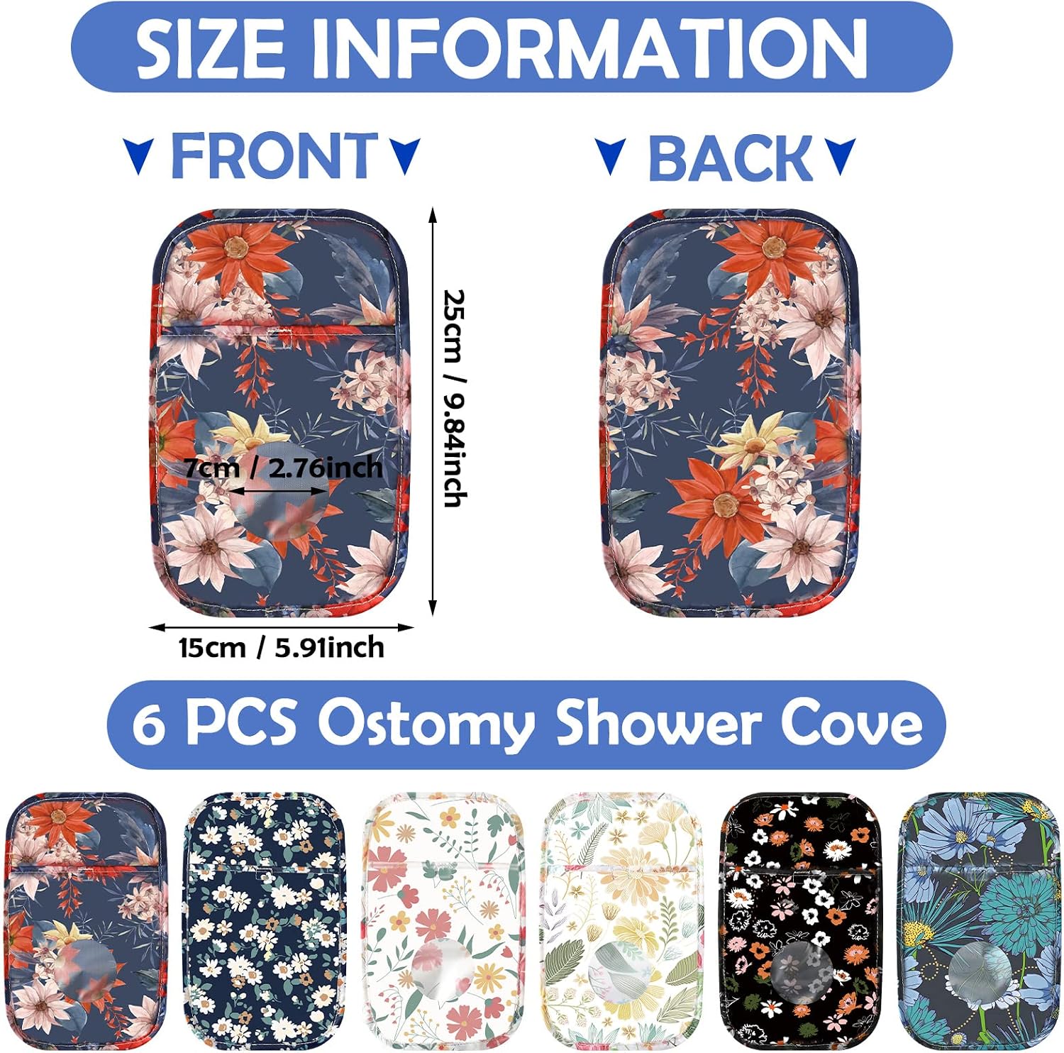 6 Pcs Ostomy Bag Covers for Women Men, Waterproof Shower Cover
