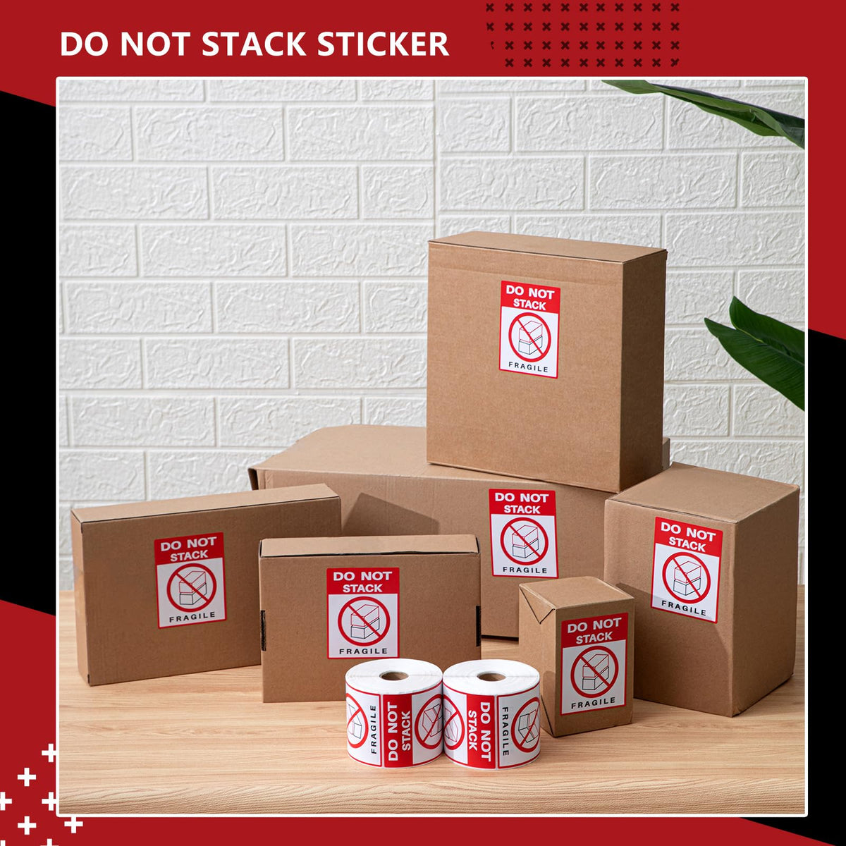 4 Rolls 3" x 4" 2000 Labels Do Not Stack Stickers, Heavy Duty Warning Labels for Shipping Boxes, Fragile Packages &