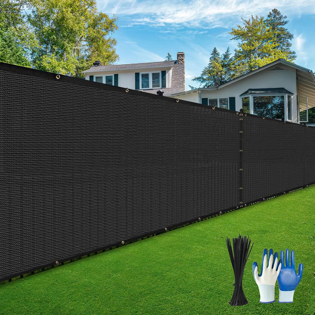 Privacy Fence Screen,with Gloves, 6X50FT Heavy Duty 220GSM 98% Blockage Privacy Screen Fence for Outdoor Wall Garden
