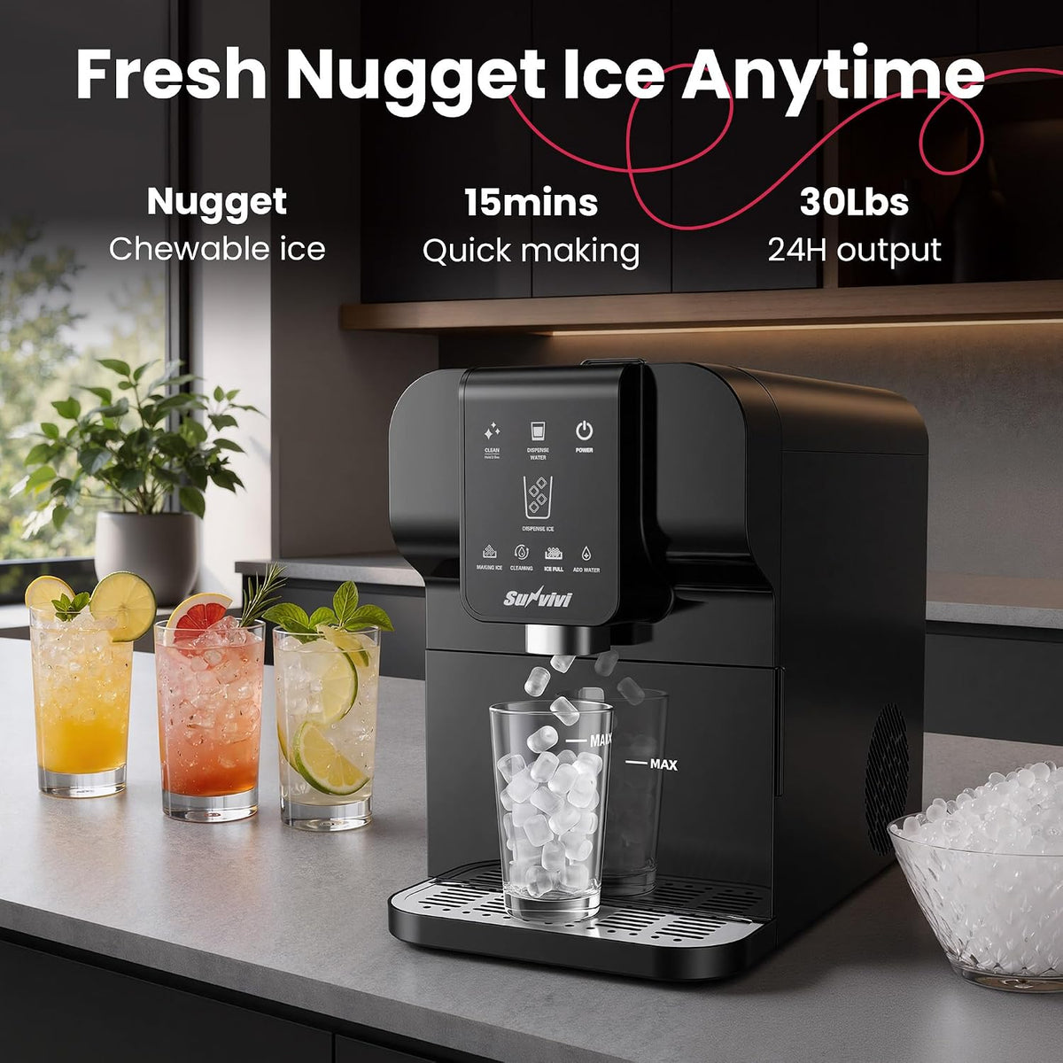 Commercial Chewable Nugget Ice Maker & Ice Water Dispenser