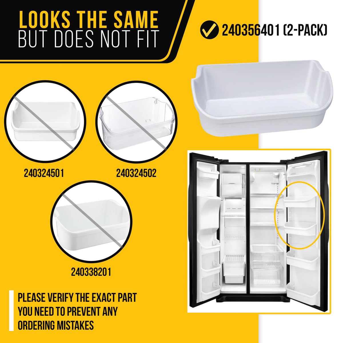 Refrigerator Door Bin for Frigidaire FRS6LR5EB6 (2-Pack)