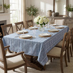 Blue Rectangular Tablecloth, 60×84 Inch, Farmhouse Decor