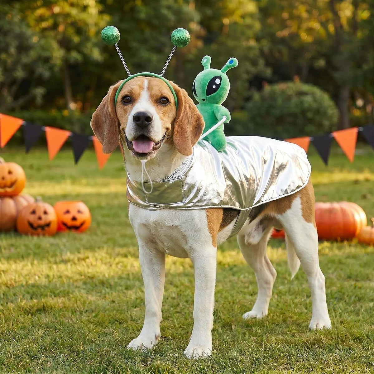 Halloween Alien Dog Costume Outfit Headband for Small Large Dog S