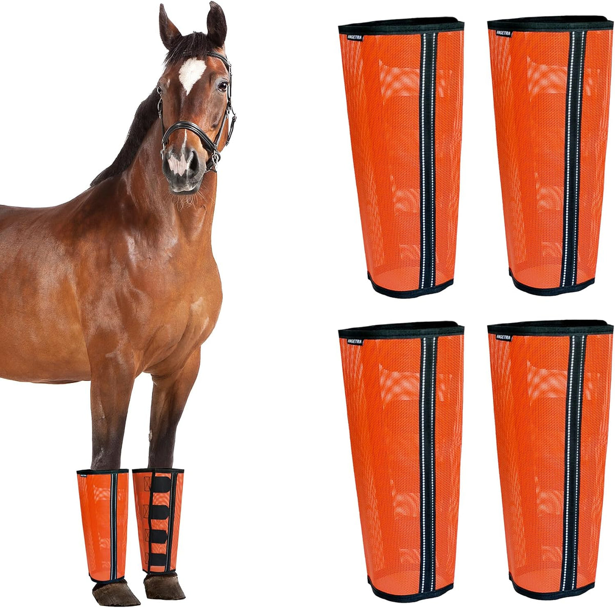 Horse Fly Boots Set of 4, Breathable Mesh Protectores para Caballos, Lightweight Fly Protection for Horse Legs
