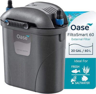 FiltoSmart 60 Canister Filter for Aquariums – Quiet, Compact External Filter with Multi-Stage Filtration, No-Mess