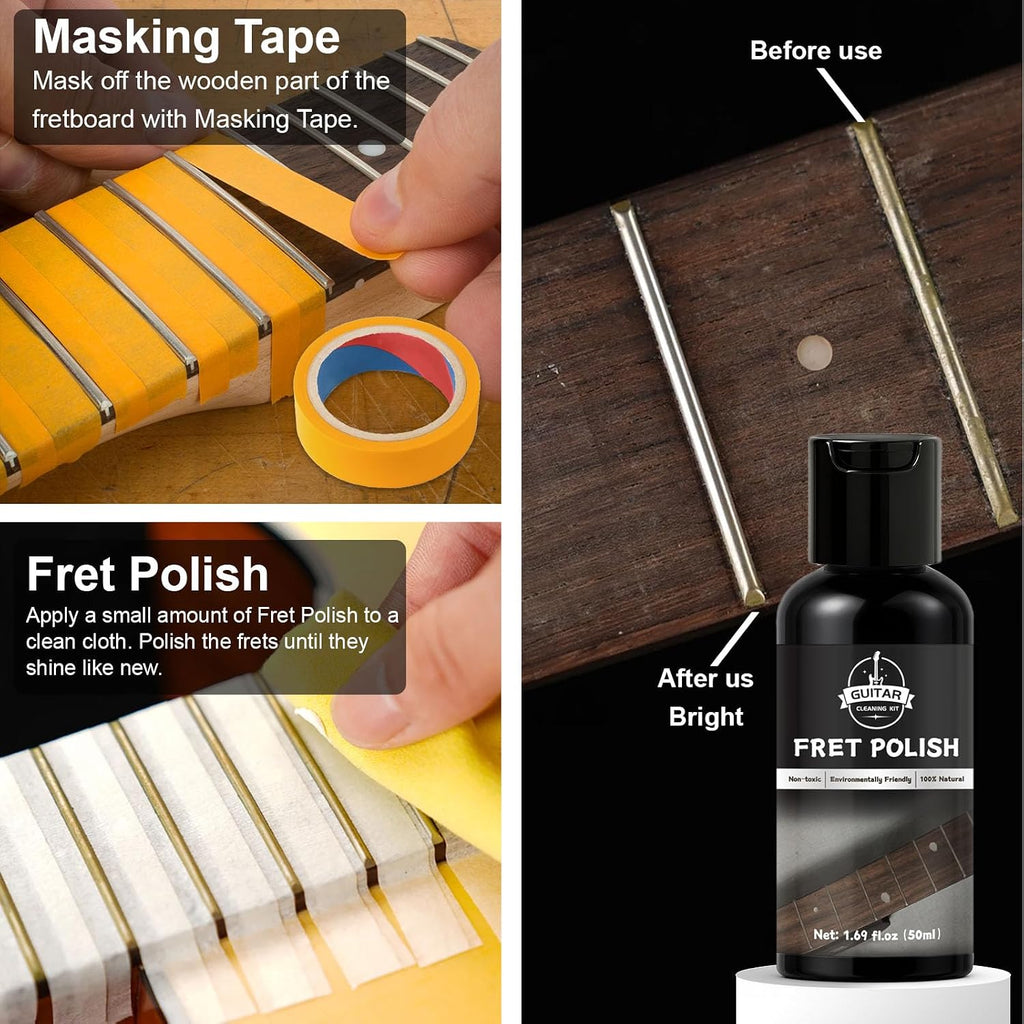 Guitar Cleaning Kit-8Pc Professional Maintenance Set with Oil & Wax | Cleans & Enhances Shine, Safe & Gentle