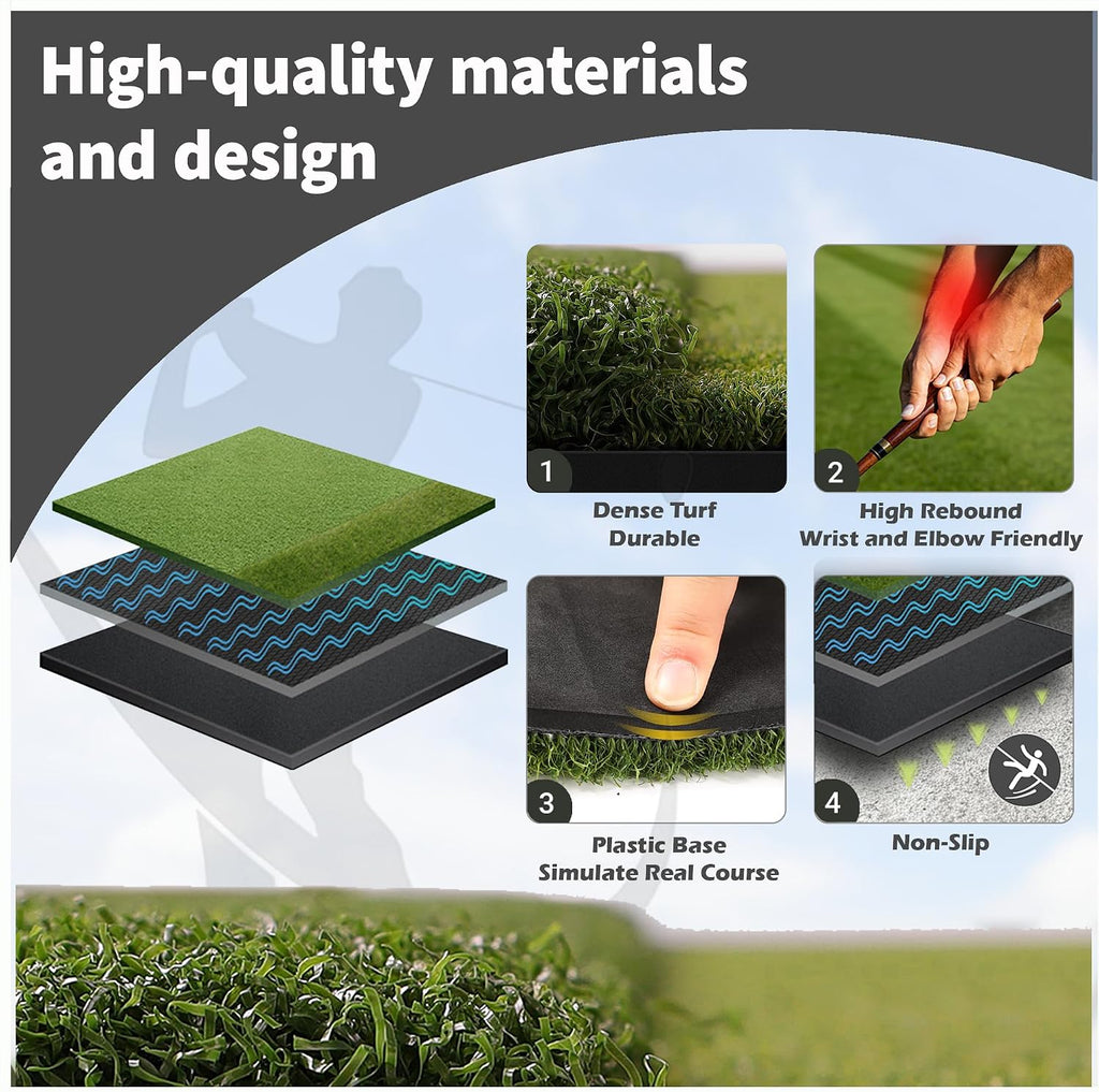 Dual/Tri Turf Golf Mat 5x4/6x4ft 40-50mm Thickened for Practice