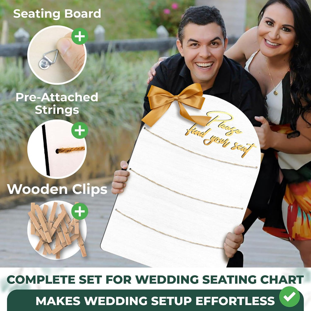 Wedding Seating Chart Board, Wood, 18x26 in, White