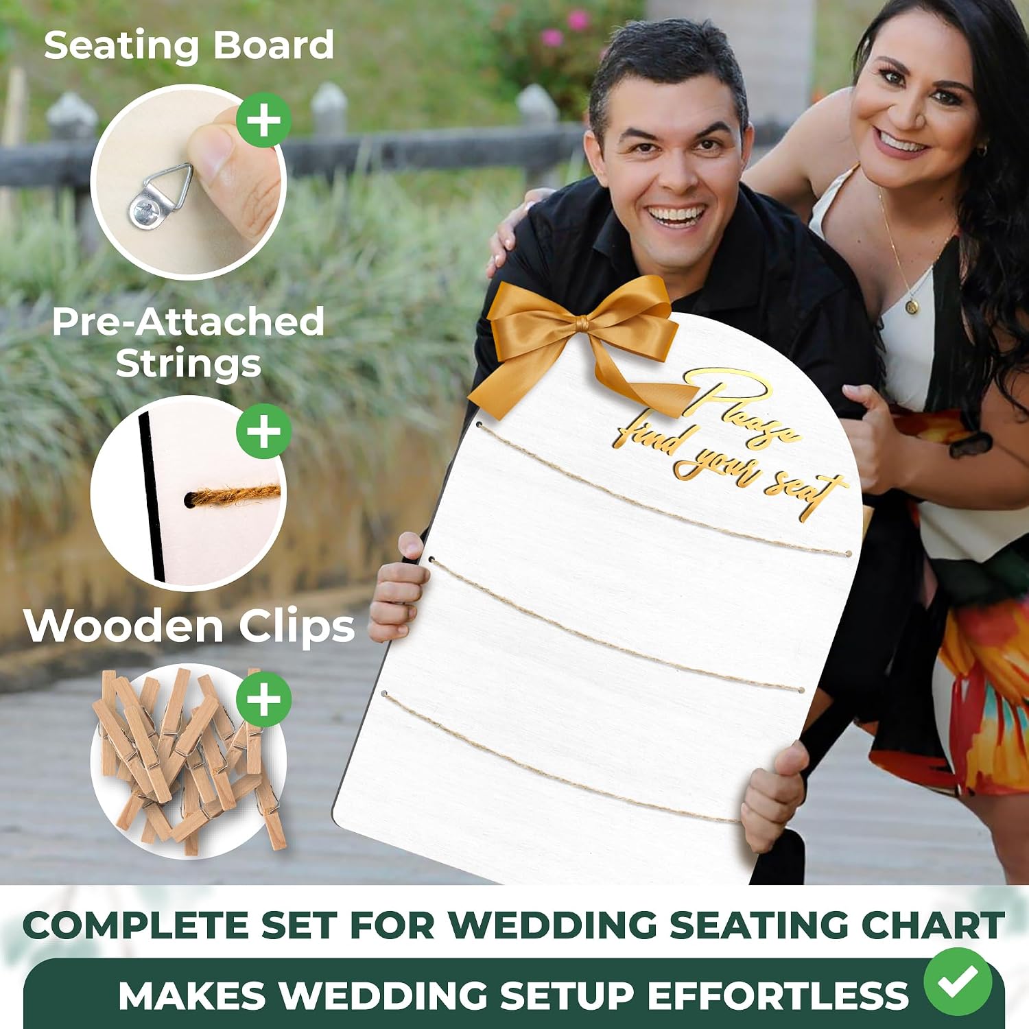 Wedding Seating Chart Board, Wood, 18x26 in, White