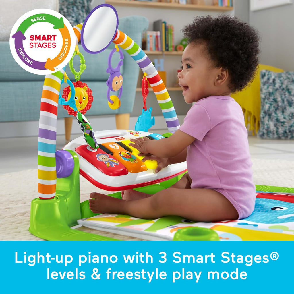 Fisher-Price Baby Playmat Deluxe Kick & Play Piano Gym for Learning & 2 Maracas Soft Rattles for Newborn to Toddler