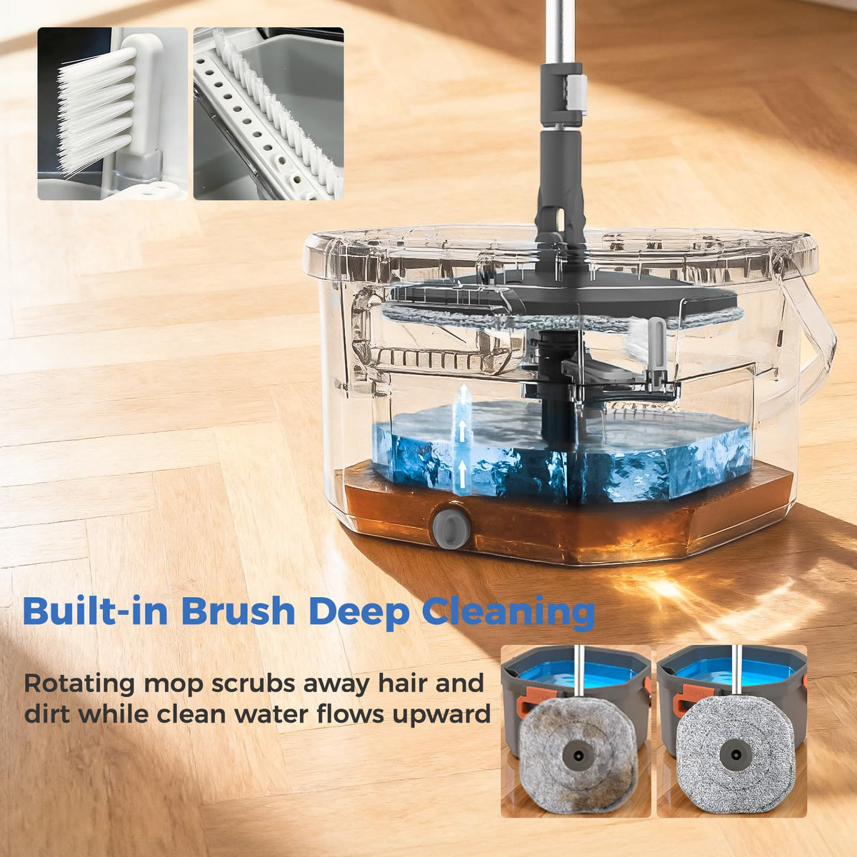 Spin Mop and Bucket Set with Wringer, Hands-Free Floor Mop System