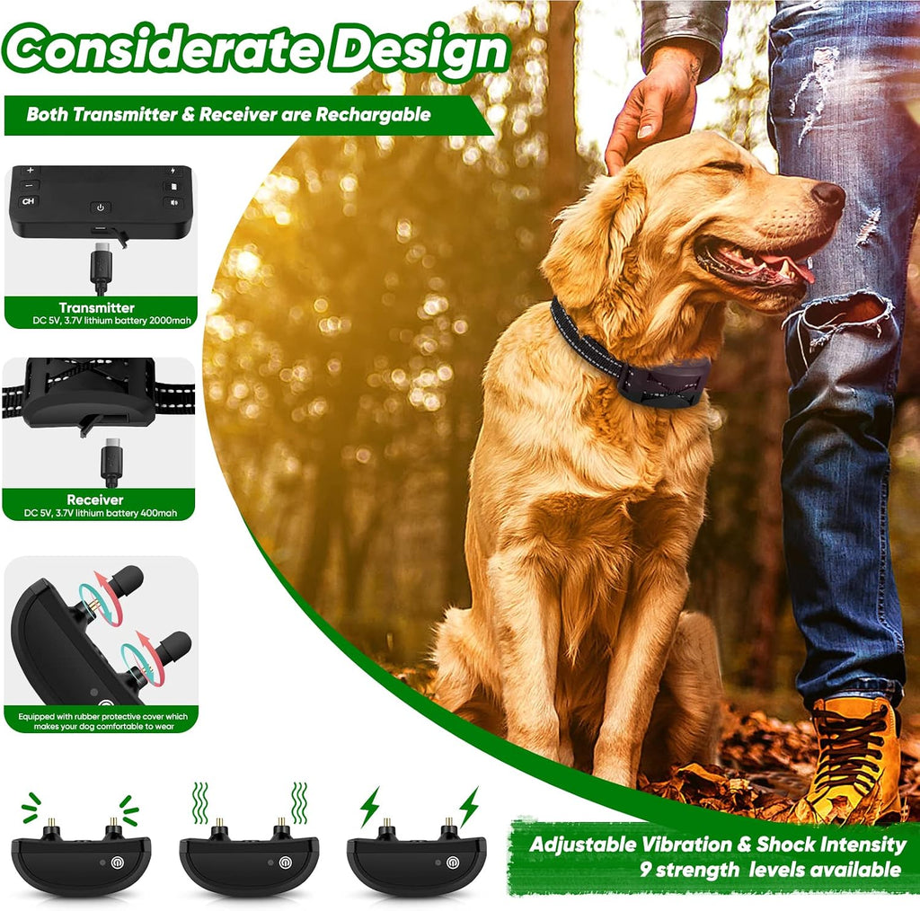 Wireless Dog Fence, 2025 Electric Fence for 2 Dogs Shocks Training Collar Remote 2-in-1,Wireless Pet Containment