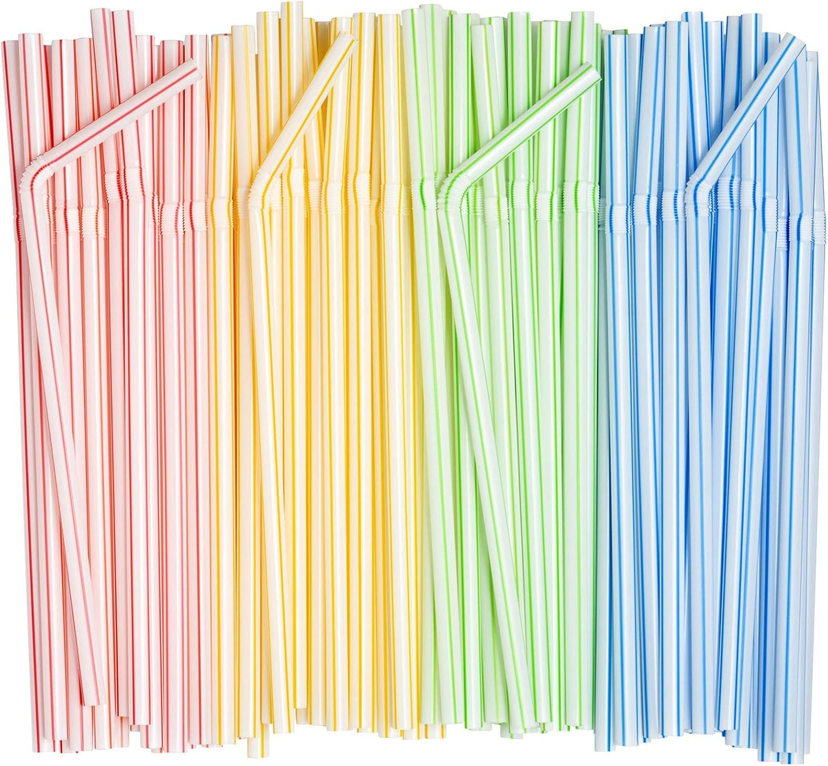 Flexible Disposable Plastic Straws [200 Pack] Assorted Colors