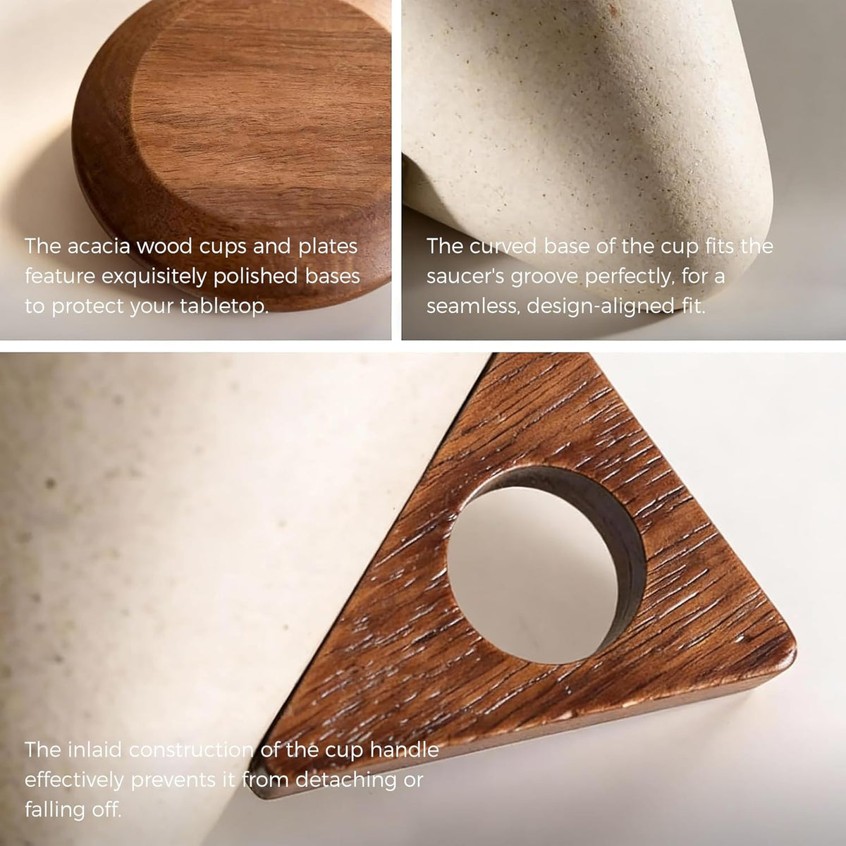 Retro Ceramic Cone Coffee Mug with Solid Wood Handle & Coaster, Creative Elegant Set for Home, Office, Restaurant