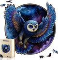 Wooden Jigsaw Puzzles for Adults - Unique Shape Starry Night Owl Puzzle, Irregular Fantasy Animal Pieces, High