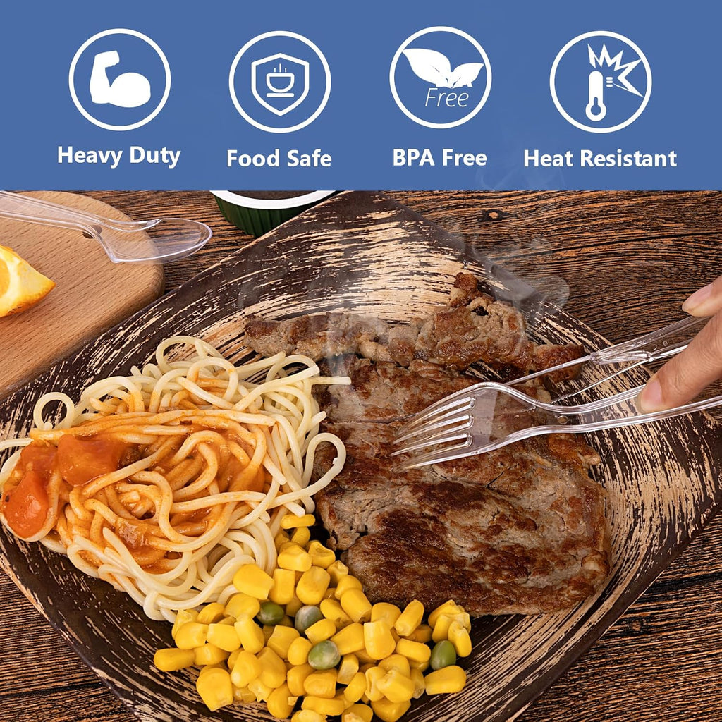 1000 Count Clear Plastic Silverware Heavy Duty -Forks, Spoons